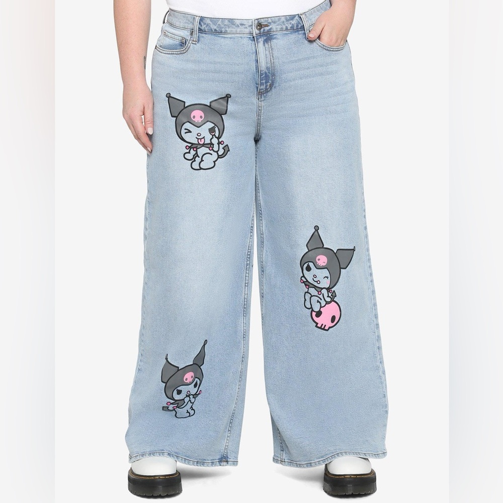 Hot Topic Kurumi by Sanrio Straight Wide Leg Jeans Plus Size 19 Juniors